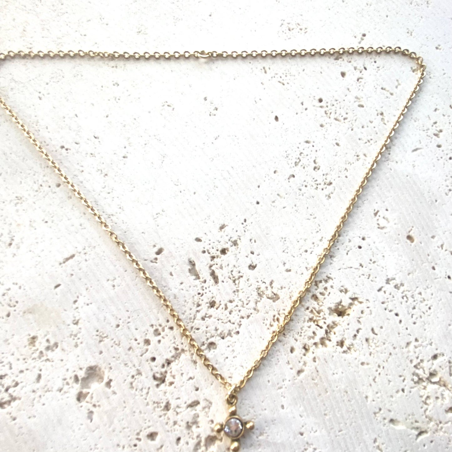 Tiny cross necklace clear crystal religious jewelry