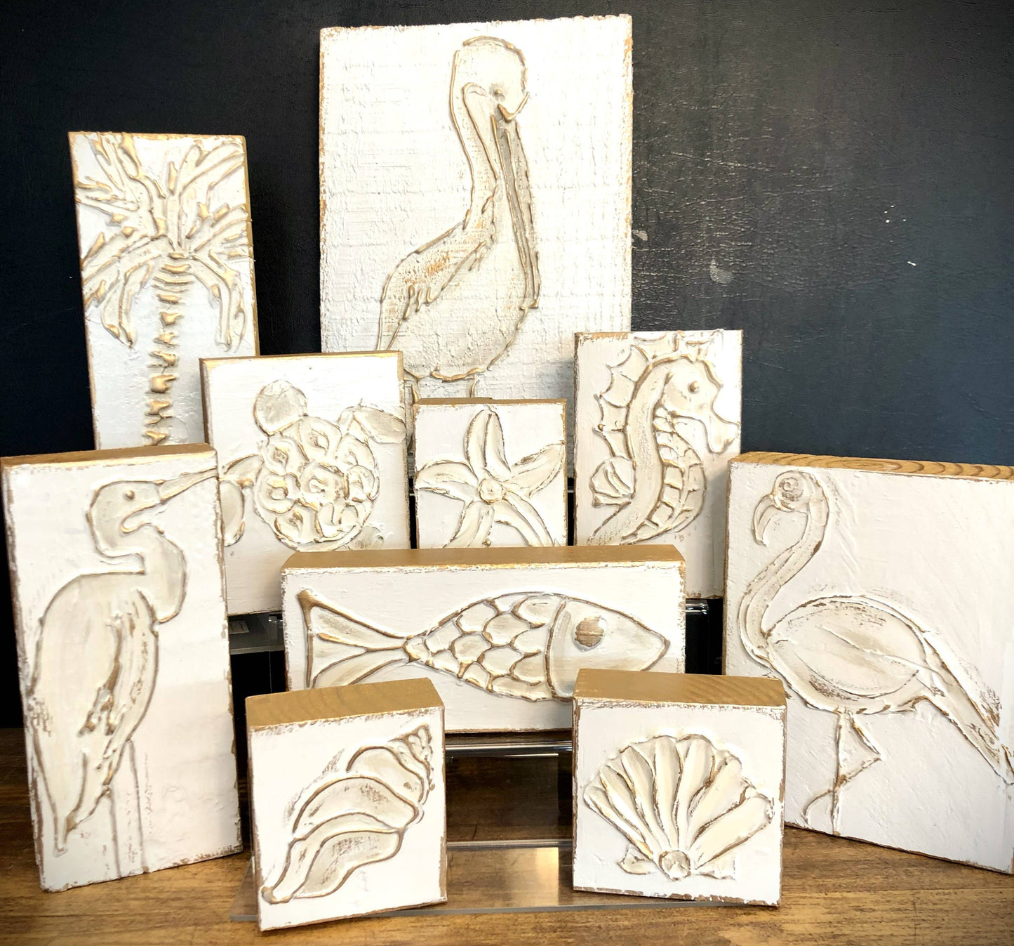 Seahorse handmade painted coastal beach nautical