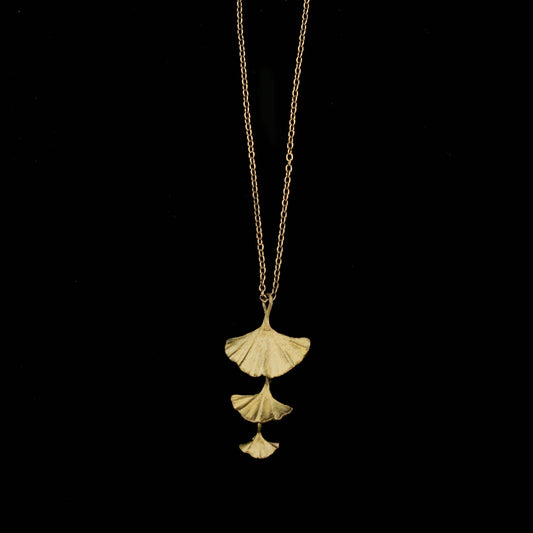 Ginkgo Three Leaf Pendant - 16" Adj.