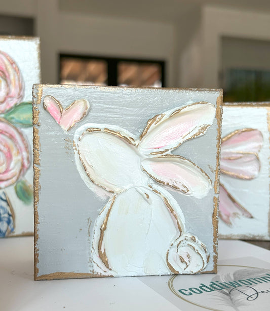 Bunny heart mini block  |  floral Easter Spring baby nursery