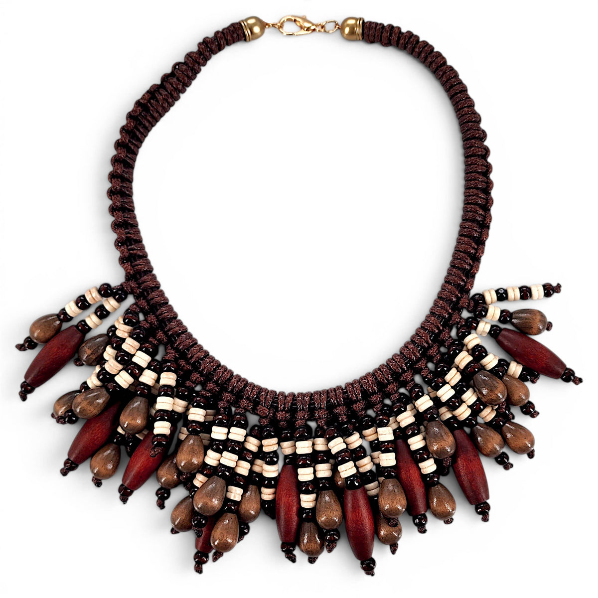 Brown Boho Beaded Necklace | Chunky Fall Statement Jewelry