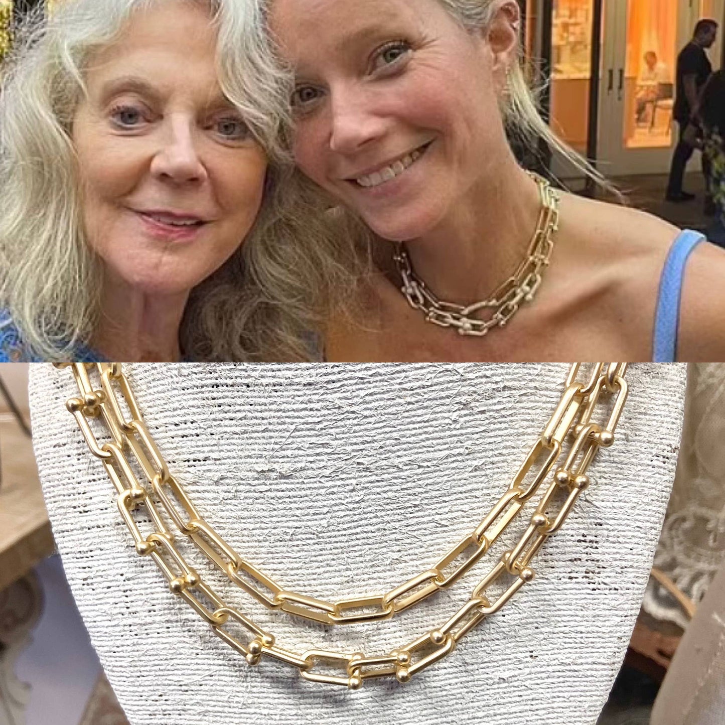 Simple layering matte gold paperclip chain trendy boutique