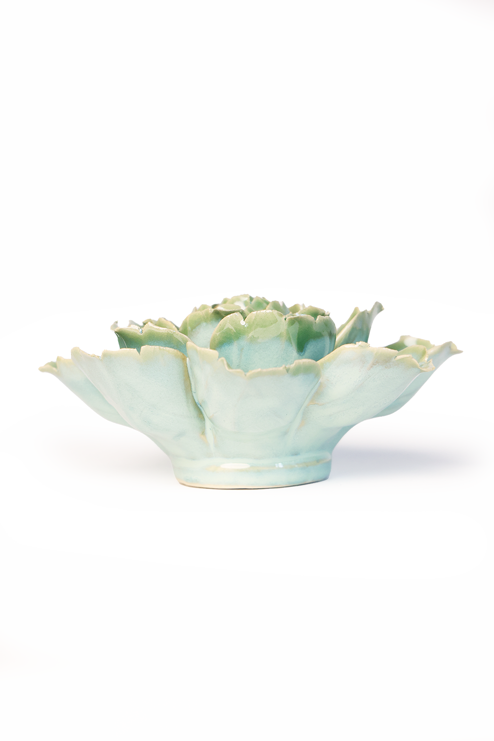Best Gifts Decorative Tabletop Milk Teal Ceramic Camellia