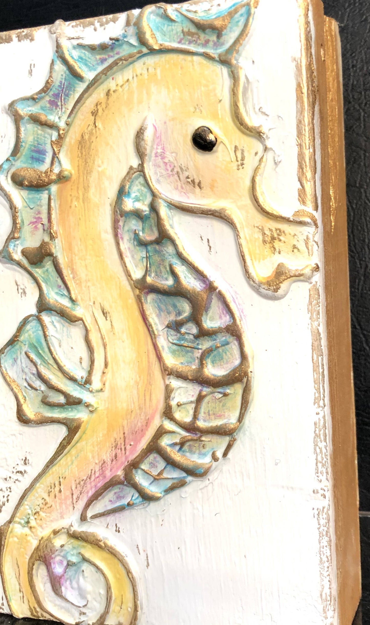 Seahorse handmade painted coastal beach nautical