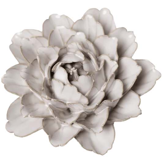 Ivory Comanche Peony Ceramic Wall Flower