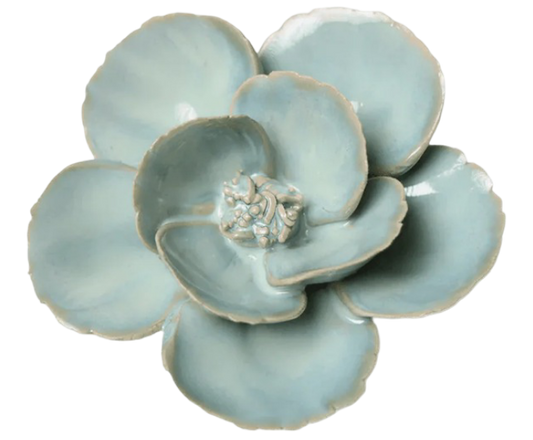 Milk Teal Poppy Ceramic Wall Flower