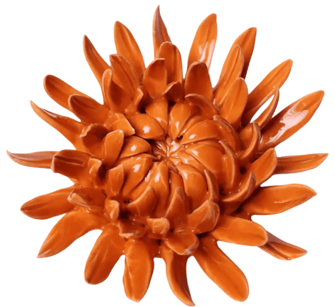 Orange Sarah Mum Ceramic Wall Flower