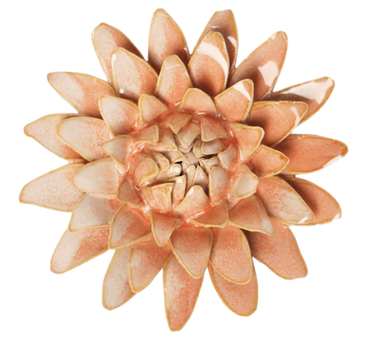Peach Pink Strawflower Ceramic Wall Flower